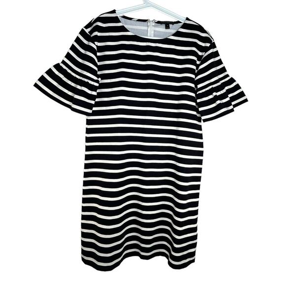 J. Crew Mini Dress Size S Black and White Striped Shift Preppy Casual Chic - Picture 2 of 7